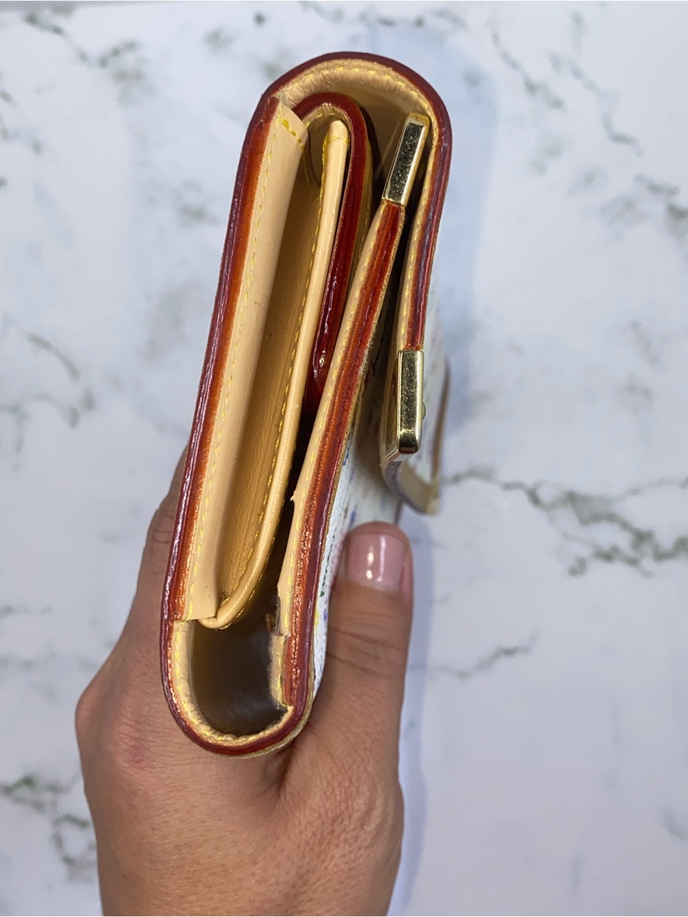Louis Vuitton White Multicolor Monogram Canvas Fold Wallet - Picture 5 of 9
